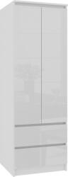 AKORD Star S60 Magasfényű Fehér Ruhásszekrény 2 Ajtóval és 2 Fiókkal
