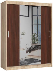 AKORD CLP Sonoma Wenge Tolóajtós Ruhásszekrény Tükörrel