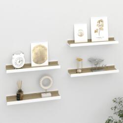 Bútor-market 4 db fehér és sonoma-tölgy színű fali polc 40 x 9 x 3 cm