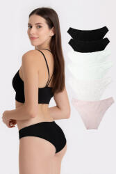 Dollcini , Klasszikus Női Bugyi, Brazil Női Bugyi, 95% Pamut + Spandex-Többszínű, 6 db-os Csomag - M (ZZC_1702_M)