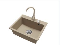 Bradoline Exclusive 55 gránit mosogató automata dugóemelő, szifonnal, bézs, beépíthető (JK-4568)