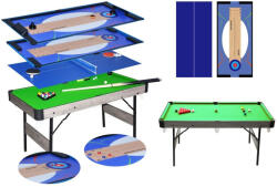 EULand Multifunkciós játékasztal 6 az egyben (biliárd, snooker, léghoki, ping pong, curling, shuffleboard)