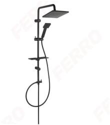 FERRO Душ колона за свързване към смесител Squerto Lux Black, черен мат, квадратна душ пита (47739)