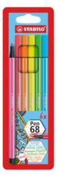 STABILO Pen 68 neon színű filctoll szett 6 db-os tok