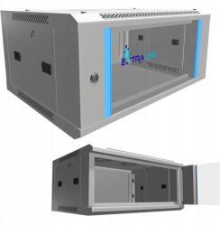Extralink Rack szekrény 19" 4U 600x450 Akasztós szürke üveg ajtó cipzáras oldalsó (EX.8536)
