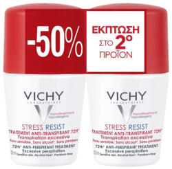 Vichy Stress Resist, roll-on antiperspirant, tratament intensiv împotriva transpirației, 72h, 2 x 50 ml
