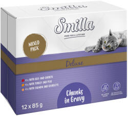 Smilla 48x85g Smilla Deluxe tasakos zöldséges falatok szószban nedves macskatáp