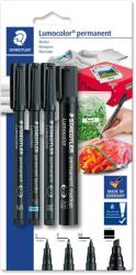 STAEDTLER "Lumocolor 60" Alkoholos marker készlet, 4 különböző vastagság, fekete (TS60BK6)