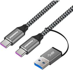 PremiumCord USB 3.2 Type C Összekötő Fekete-Szürke 2m ku31cq2 (ku31cq2)