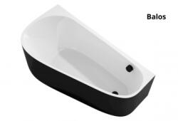 SAPHO POLYSAN PROJEKTA DR MONOLITH aszimmetrikus kád, jobbos, falhoz, 156x77x60cm, fehér/fekete (21111MDRB)