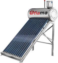 Fiama Panou solar nepresurizat FIAMA pentru producere apa calda, cu rezervor inox, 120 litri, 12 tuburi vidate si vas flotor 5 litri (solarnepresfiama12tub120l)