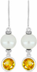  Ezüst Fülbevaló Ural Citrinnel és Édesvízi Gyönggyel - pepita - 85 540 Ft