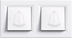 Leziter Nova kettős csengő kapcsoló 101N fehér kerettel (LN2KERV-F_LN101N-F_2) - geminiduo