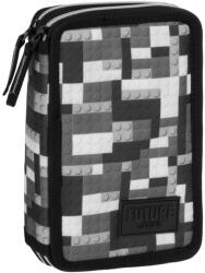 DERFORM Lego mintás 2 emeletes töltött tolltartó DF38 szürke (DFM-PWDDF38)