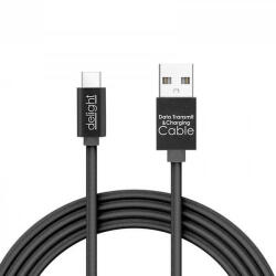 Delight USB Adatkábel + töltő 1m USB-C LED fénnyel fekete