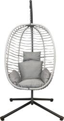  Összecsukható függőszék, függőfotel szürke rattan, szürke párnával NS016