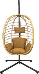  Összecsukható függőszék, függőfotel világosbarna rattan, világosbarna párnával NS016