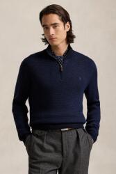 Ralph Lauren gyapjú pulóver sötétkék, félgarbó nyakú, 710948865 - sötétkék L