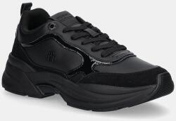 Tommy Hilfiger bőr sportcipő TH CHUNKY RUNNER PATENT - fekete Női 38