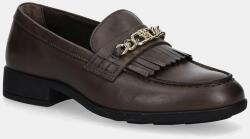 Tommy Hilfiger bőr mokaszin TH CHAIN FRINGE LEATHER LOAFER barna, lapos talpú, FW0FW08971 - barna Női 40