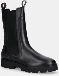 Tommy Hilfiger bőr bokacsizma TH LTHR MID CHELSEA fekete, lapos talpú, FW0FW08770 - fekete Női 40