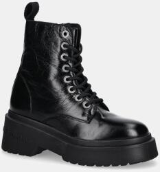 Tommy Jeans bőr bakancs TJW CHUNKY SHINY LEATHER BOOT - fekete Női 38