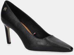 Tommy Hilfiger bőr tűsarkú TH LOGO LEATHER PUMP SLANTED HL fekete, FW0FW08993 - fekete Női 36