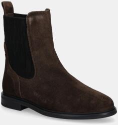 Tommy Hilfiger magasszárú cipő velúrból FLAG SUEDE CHELSEA BOOT - barna Női 37