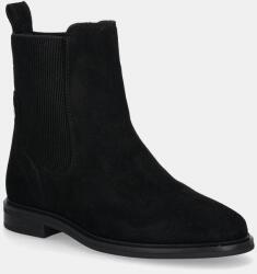 Tommy Hilfiger magasszárú cipő velúrból FLAG SUEDE CHELSEA BOOT - fekete Női 40