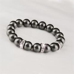  Karkötő, fekete SWAROVSKI® gyöngyből, fehér rondella kristállyal, 10mm, ART CRYSTELLA® M (1831XGY071M)