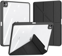 Apple iPad Pro 13 (2024), mappa tok, Apple Pencil tartóval, levehető előlap, Origami Smart Case, Dux Ducis Magi, átlátszó/fekete
