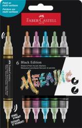 Faber-Castell Dekormarker készlet, 1, 0/3, 0 mm, kétvégű, akril, FABER-CASTELL "Shake&Paint", 6 különbözõ metál szín (6 db) (TFC285517)