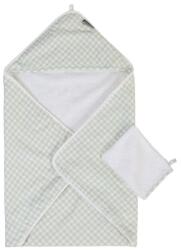 CHILDHOME Prosop cu gluga si manusa de baie Childhome 80x80 cm Jerse Muselina Verde (CH-CCBCJVF)