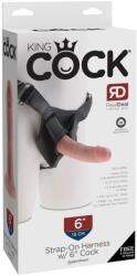 King Cock Strap-on 6 - dildo realist cu ham, 15 cm (culoarea pielii)