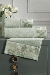 Tivolyo Home NOSTALGIA törölközőkből és fürdőlepedőkből álló ajándékcsomag, 3 db Világoszöld Szett (kis, 30 x 50 cm-es törölköző, klasszikus 50 x 100 cm-es törölköző, 75 x 150 cm-es fürdőlepedő)