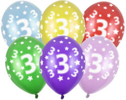  30 cm-es lufi, 3. születésnap, metál mix (1 db / 50 db) (SB14M-003-000)