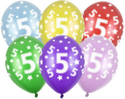  30 cm-es lufi, 5. születésnap, metál mix (1 db / 50 db) (SB14M-005-000)