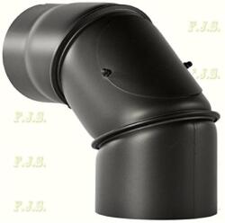 FM Füstcső könyök Ø130/0-90° állítható Vastag falú fekete acél 2mm tisztítónyílással BERTRAMS