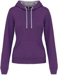 Kariban KA465 LADIES’ CONTRAST HOODED SWEATSHIRT L (K465-PURPLE/OXFORD GREY-L-20)