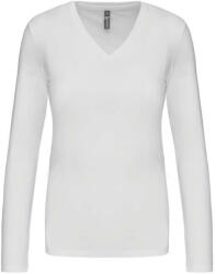 Kariban KA382 NŐI HOSSZÚ UJJÚ V-NYAKÚ PÓLÓ 3XL (K382-WHITE-3XL-50)