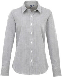 Premier PR320 WOMEN'S LONG SLEEVE GINGHAM MICROCHECK SHIRT S (PR320BKWHS)