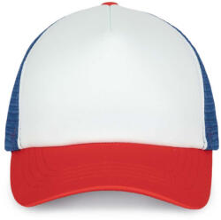 K-UP Kp111 Trucker Mesh Cap - 5 Panels U (kp111-white/french Red/reflex Blue-unic-100)