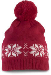 K-UP Kp540 Fair Isle Knit Beanie U (kp540-cherry Red-unic-100)