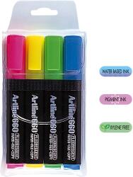 Artline Textmarker Artline 660, varf tesit 1.0-4.0mm, 4 culori/set - (YE, PK, GR, LBL) (EK-660/4W)