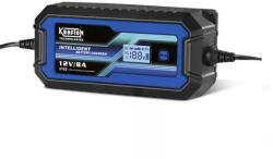 KRAFTON KR128 inteligens akkumulátor töltő 12V 2-4-8A, 6V 2A töltőáram digitális kijelzővel 12, 8V-os LiFePO4 akkumulátorok töltésére is