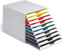 DURABLE Varicolor 10 A4 Asztali Műanyag 10 Fiókos Irattartó - Fehér