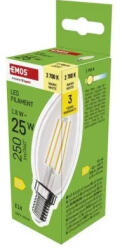 EMOS Filament 1, 8W (25W) E14 250lm 2700K C35 ZF3D02 LED gyertya izzó (EMOS-ZF3D02)