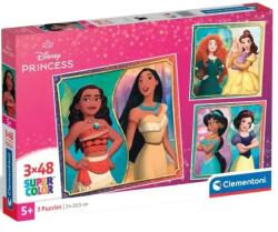 Clementoni Disney+Prințese Supercolor 3x48 bucăți puzzle - Clementoni (25064) Puzzle