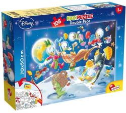 Lisciani Povești cu rațe: Donald în spațiu 2 în 1 puzzle de 108 piese și carte de colorat 70x50cm - Lisciani (48298) Puzzle