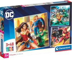 Clementoni DC Liga Dreptății 3x48 piese puzzle Supercolor - Clementoni (25296C) Puzzle